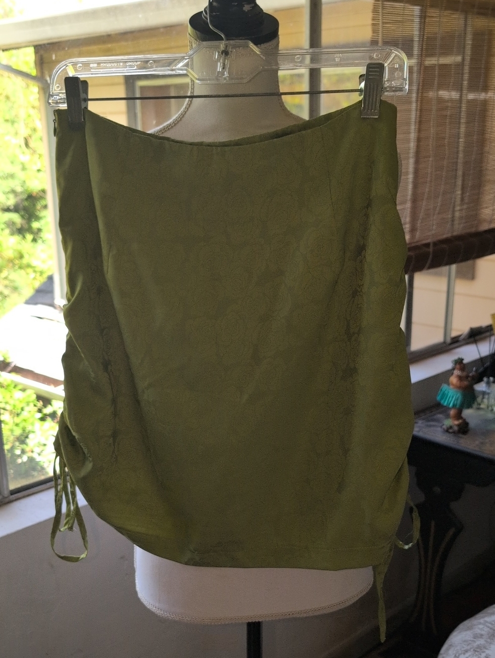 Lulu's Olive Green Textured Skirt with Subtle Jacquard